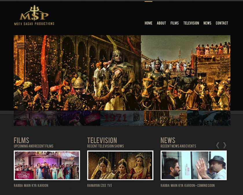 Screenshot Home Page - www.motisagarproductions.com